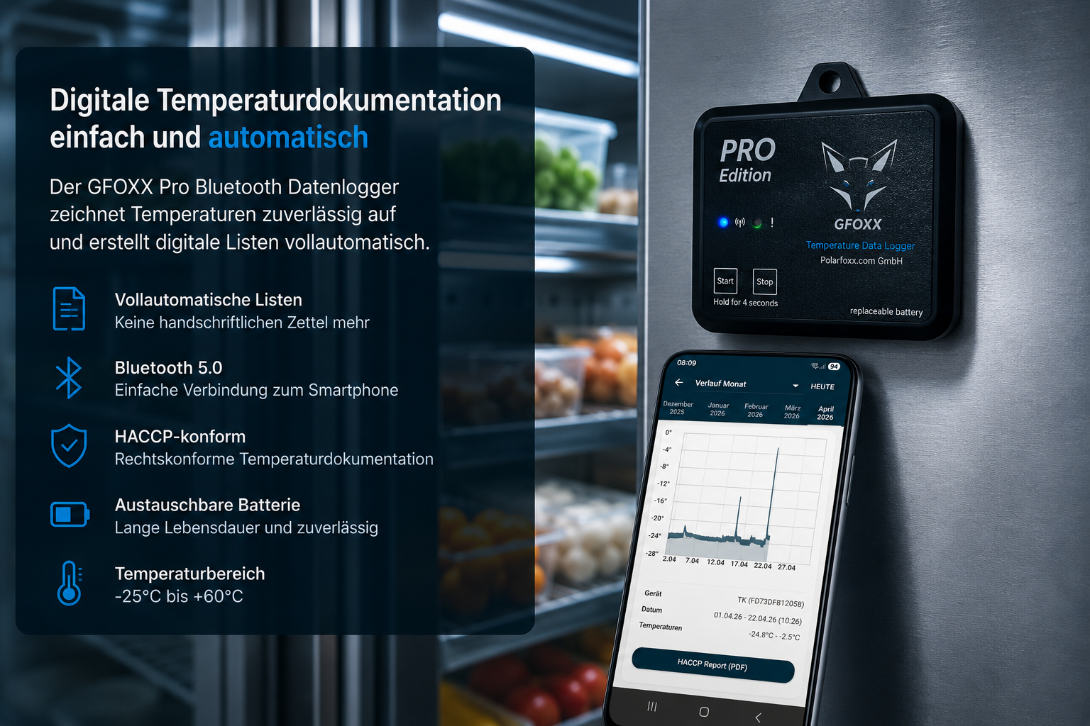 Bluetooth Datenlogger zur Temperaturdokumentation – die einfache Einstiegslösung für kleinere Betriebe